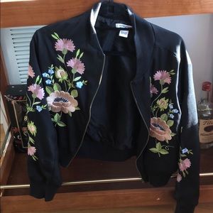 floral embroidered bomber jacket